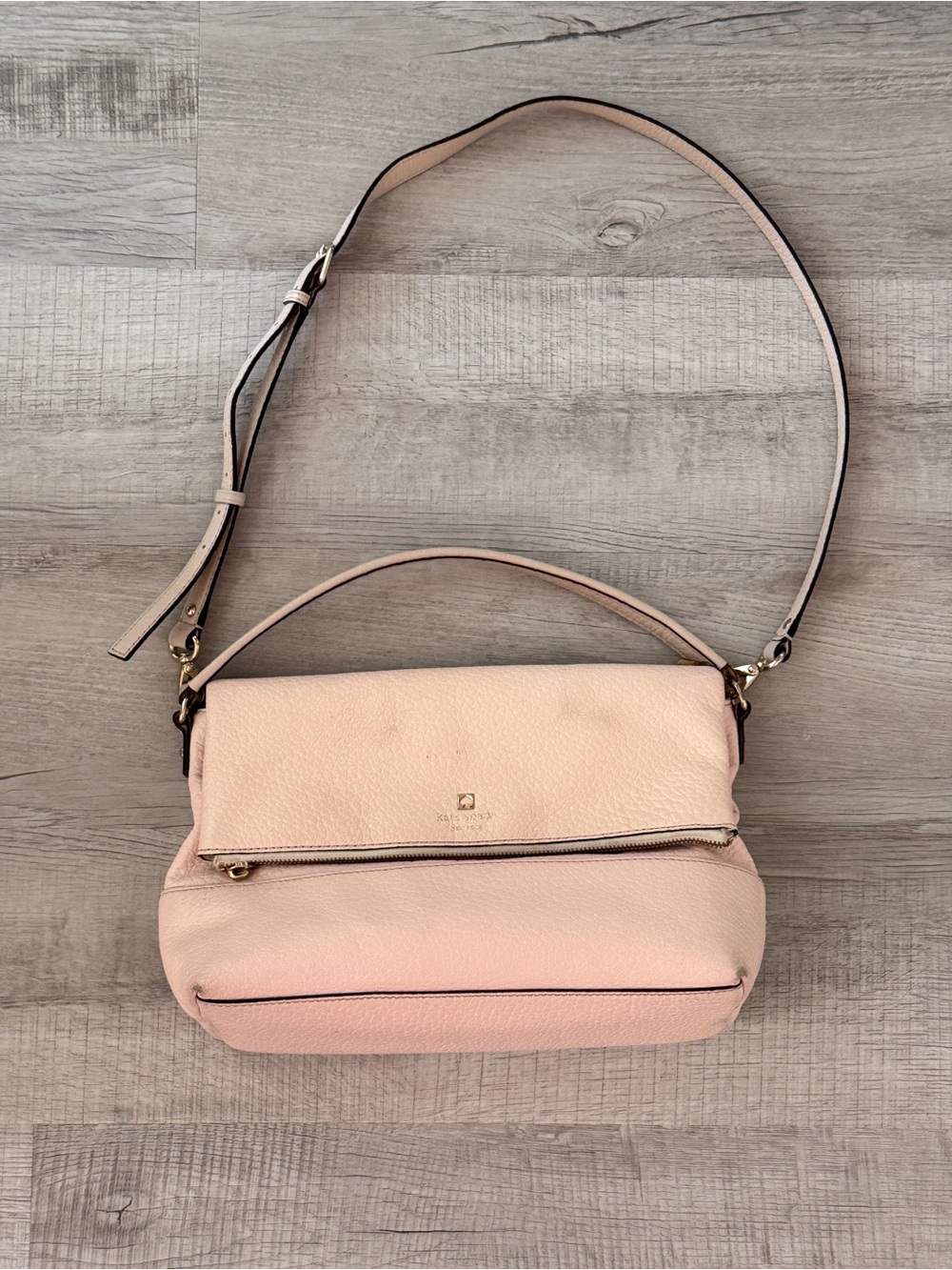 Kate spade Women's Leather Crossbody Bag purse pebbled Blush Pink